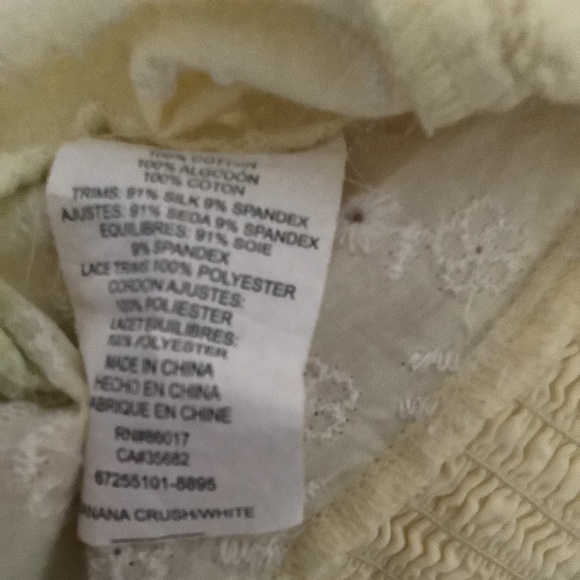 Bebe Yellow/White Eyelet Lace Ruched Corset Top S PRE-OWNED OTHER - Picture 9 of 10